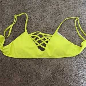 NEON YELLOW CRISS CROSS SWIM TOP